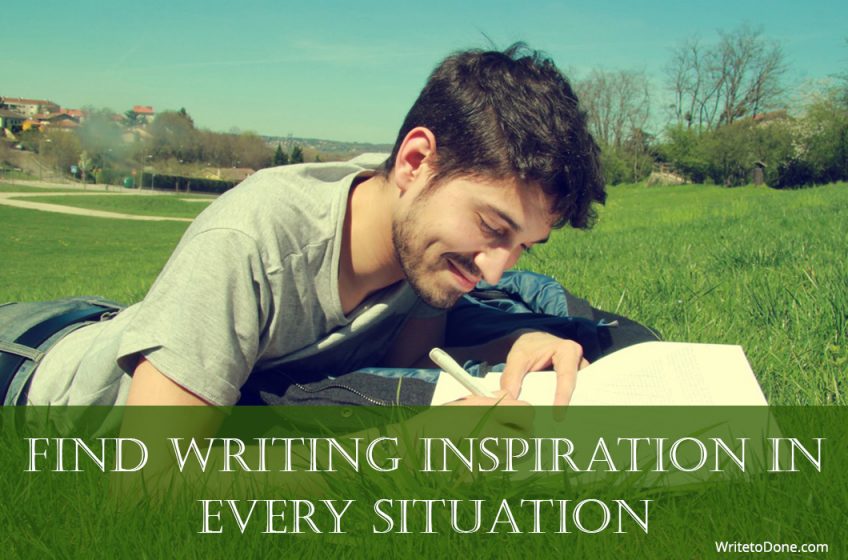 find writing inspiration - man writing in book