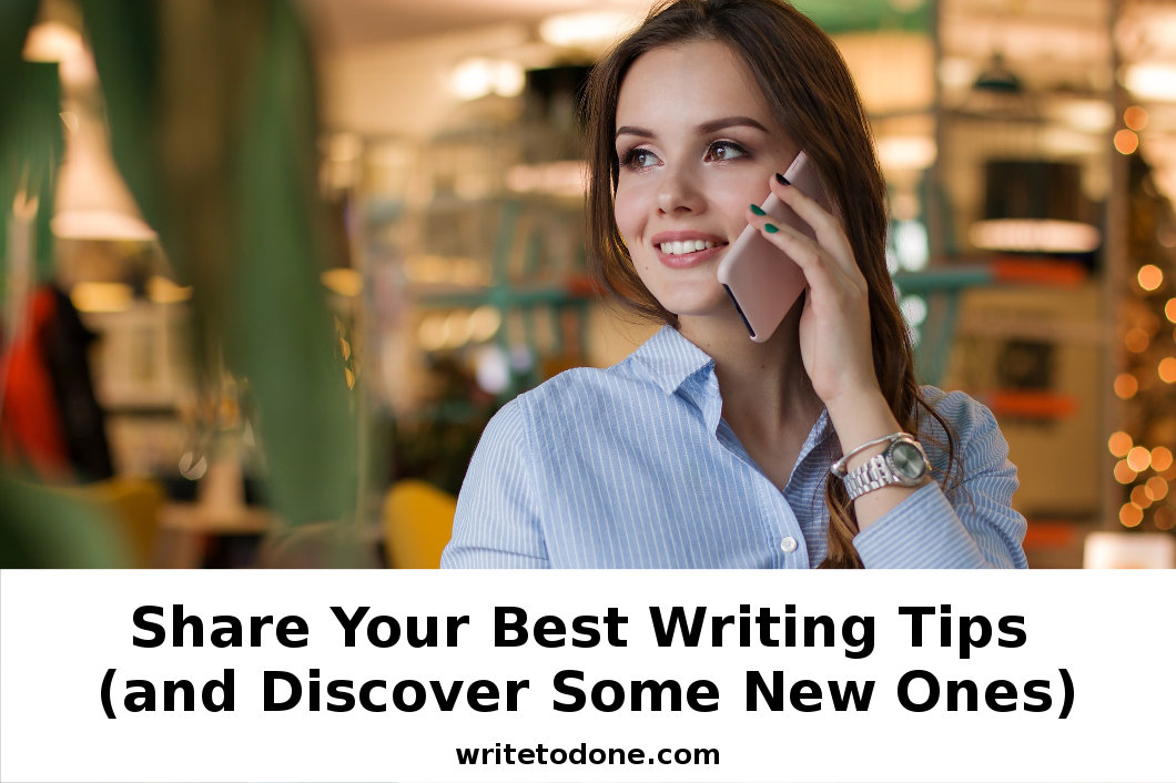 best writing tips - woman on phone