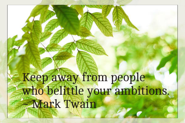 Keep away from people who belittle your ambitions - Oliver Wendell Holmes 